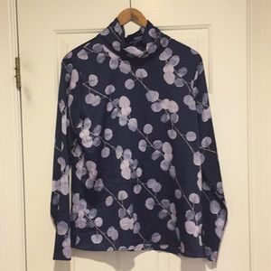 Banana Republic Navy Mock Neck Blouse Size Medium